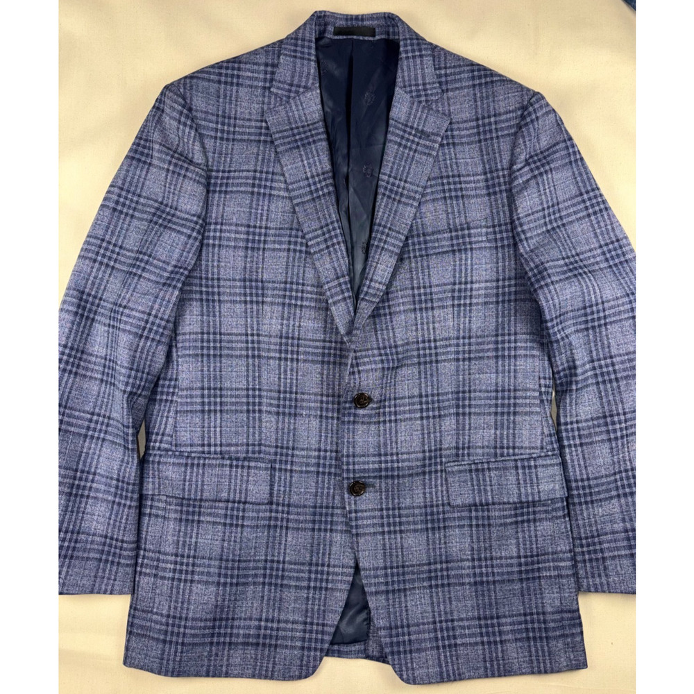 Ralph Lauren Men's Blue Check Classic-Fit Blazer Sport Coat Suit Jacket 40R